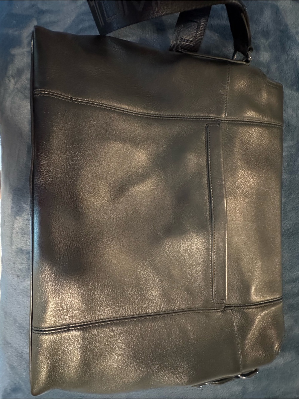 TUMI Black Leather Messenger Bag - Picture 12 of 16